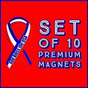 10 New 8 inch Ribbon Magnets God Bless USA Red White Blue America Magnets Au…